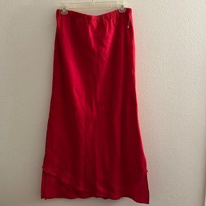 Vintage Long red linen red skirt